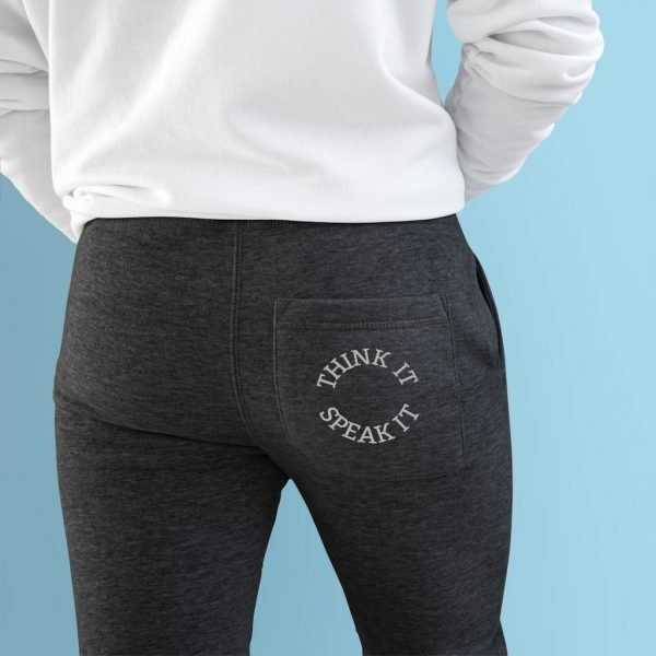 jogging pants with slogan think it speak it