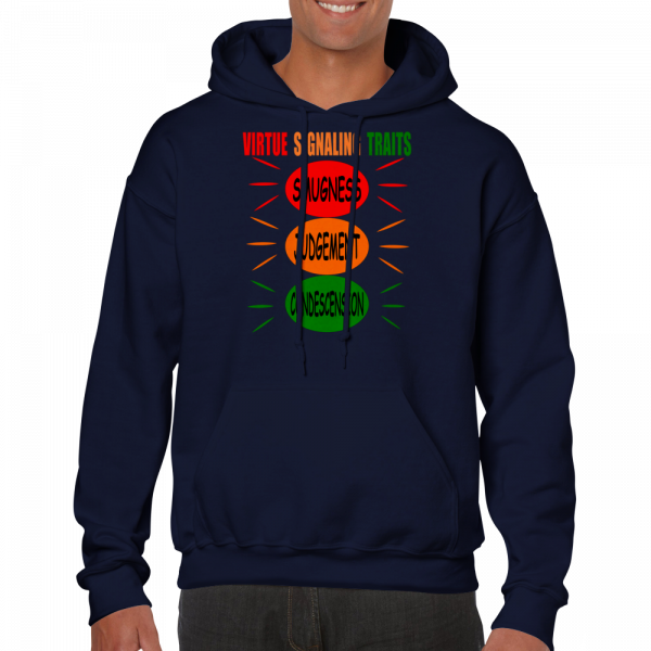 virtue signaling traits hoodie unisex hoodie with 3 traffic lights indicating smugness judgement and condescension